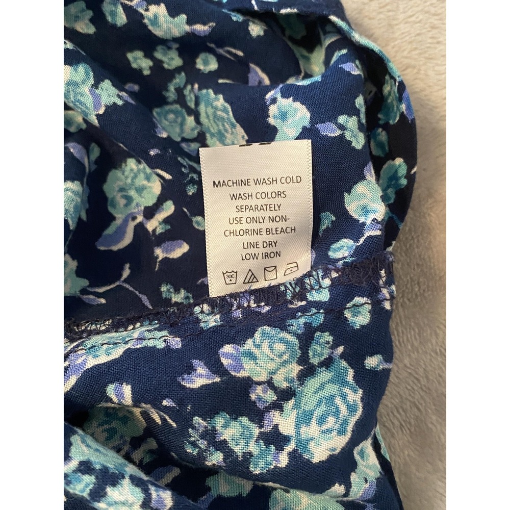 Woman Within Blouse Womens 18/20 Blue Floral Boho Tunic Button Flowy Peasant - Picture 8 of 10